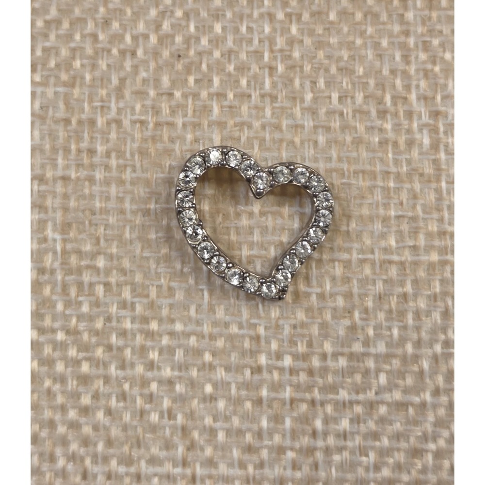 Vintage Sterling‎ Silver Pave Heart Pendant 925